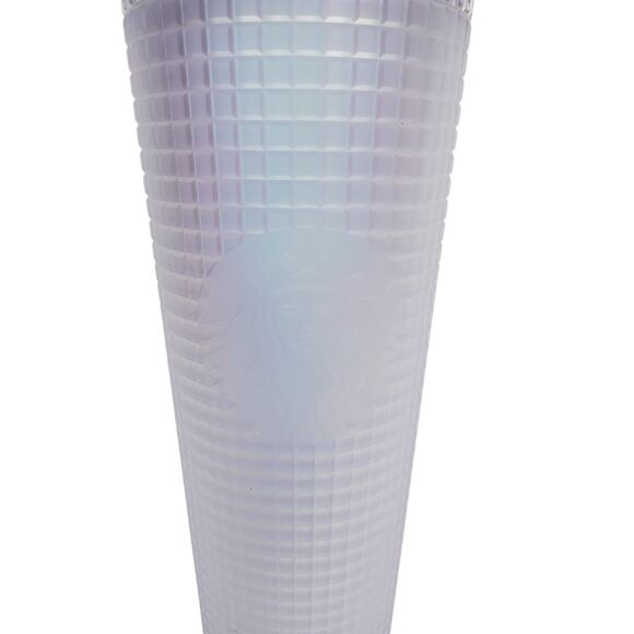STARBUCKS Venti Cup Tumbler Grid Icy Iridescent Opal 24 oz + Topper Spring 2022 - Picture 3 of 7